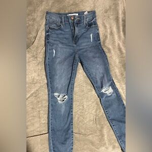High rise light blue jeans